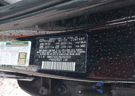 2022 Hyundai Elantra Limited z USA, uszkodzony, nr VIN KMHLP4AG1NU360000